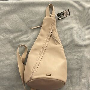Genuine Leather Cream Sling Bag (The Sak)